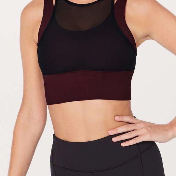 lululemon athletica Tap Women's Burgundy and Black Sports Bra - Picture 2 of 6